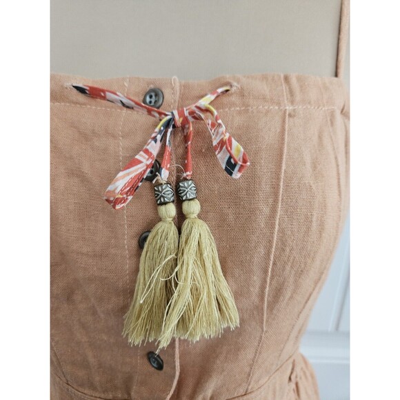 FREE PEOPLE CORAL ROSALYN JUMPSUIT SZ 2 No Belt Boho linen - Picture 6 of 10